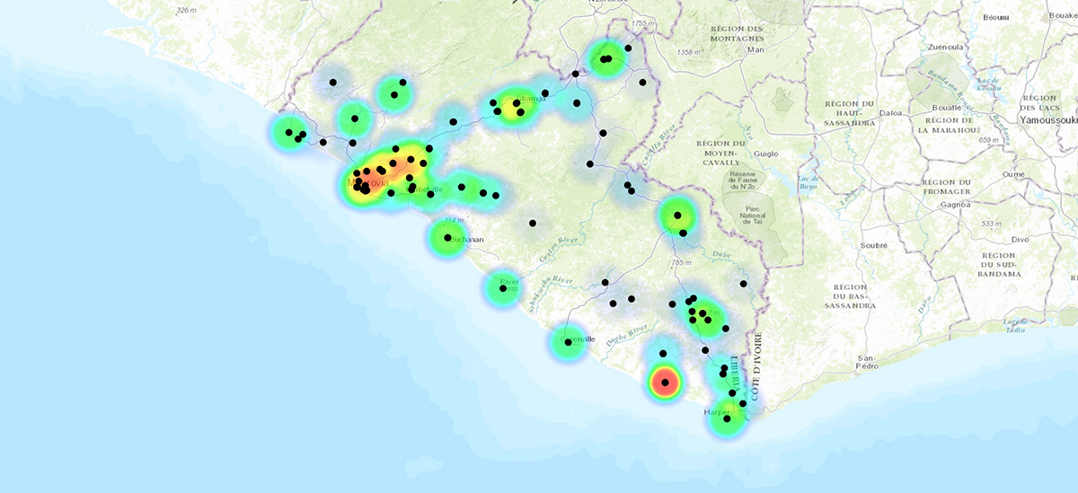 A data heat map of Liberia's coast